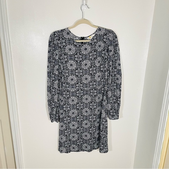 NEW Boden Crew Neck Print Mini Dress Black Paisley Pop Bohemian Preppy Retro - Picture 2 of 10